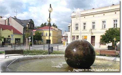 fountain in main square of Holesov